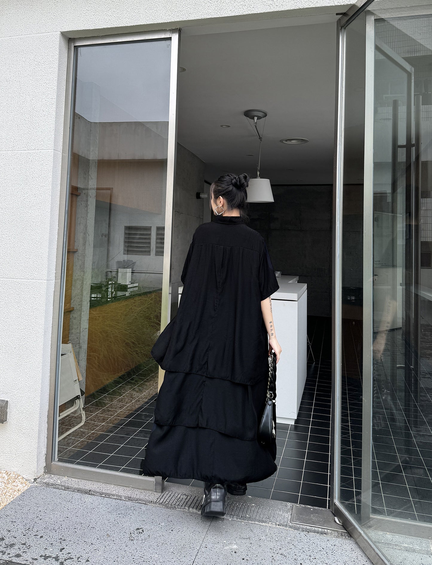 High-low hem shirt dress