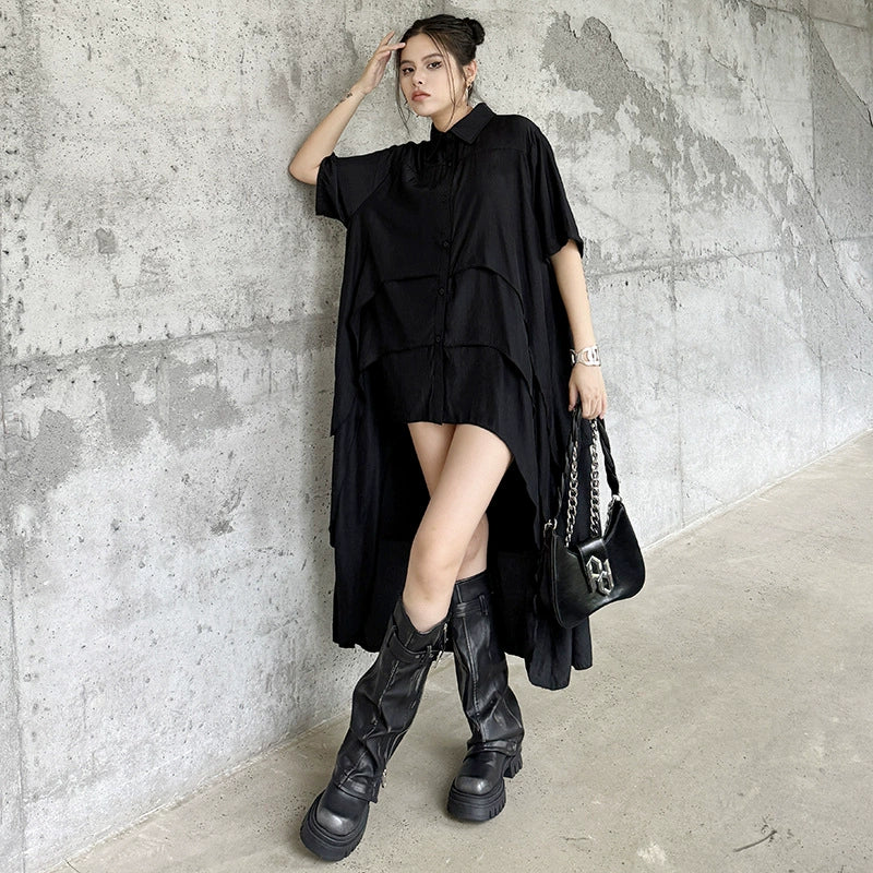 High-low hem shirt dress