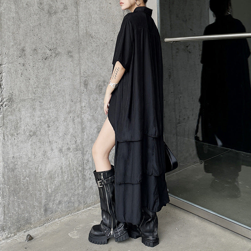 High-low hem shirt dress