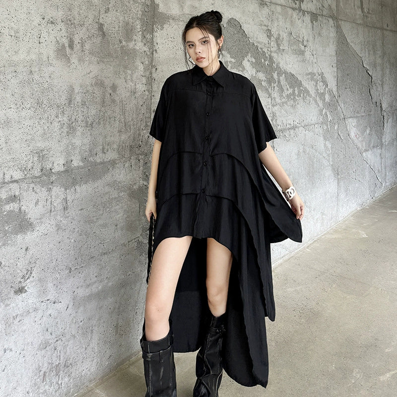 High-low hem shirt dress