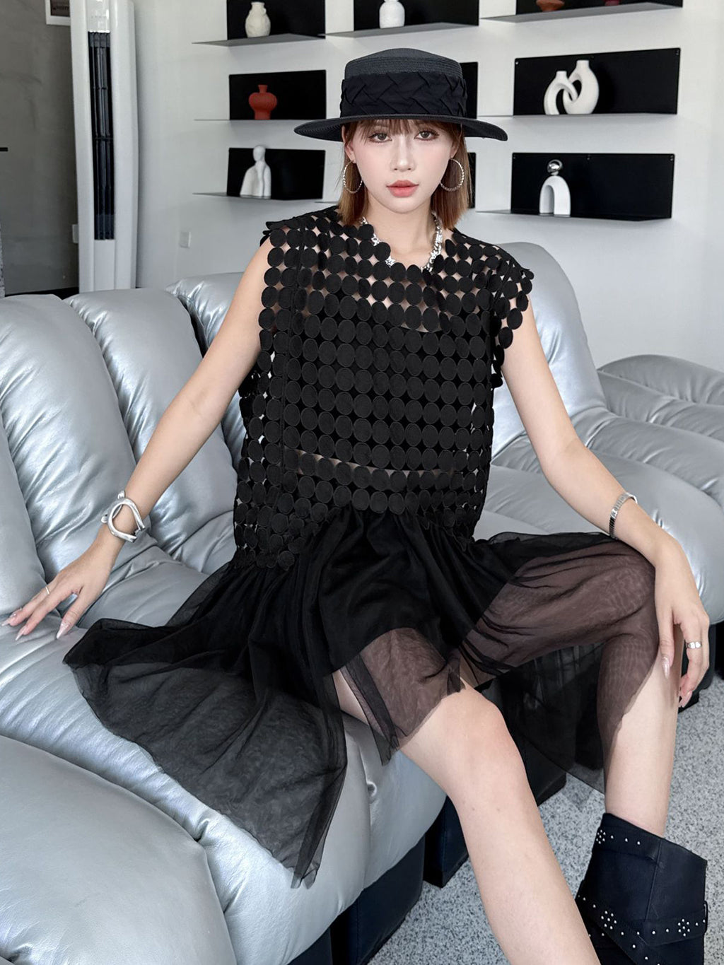 Hole Layered Tulle Dress