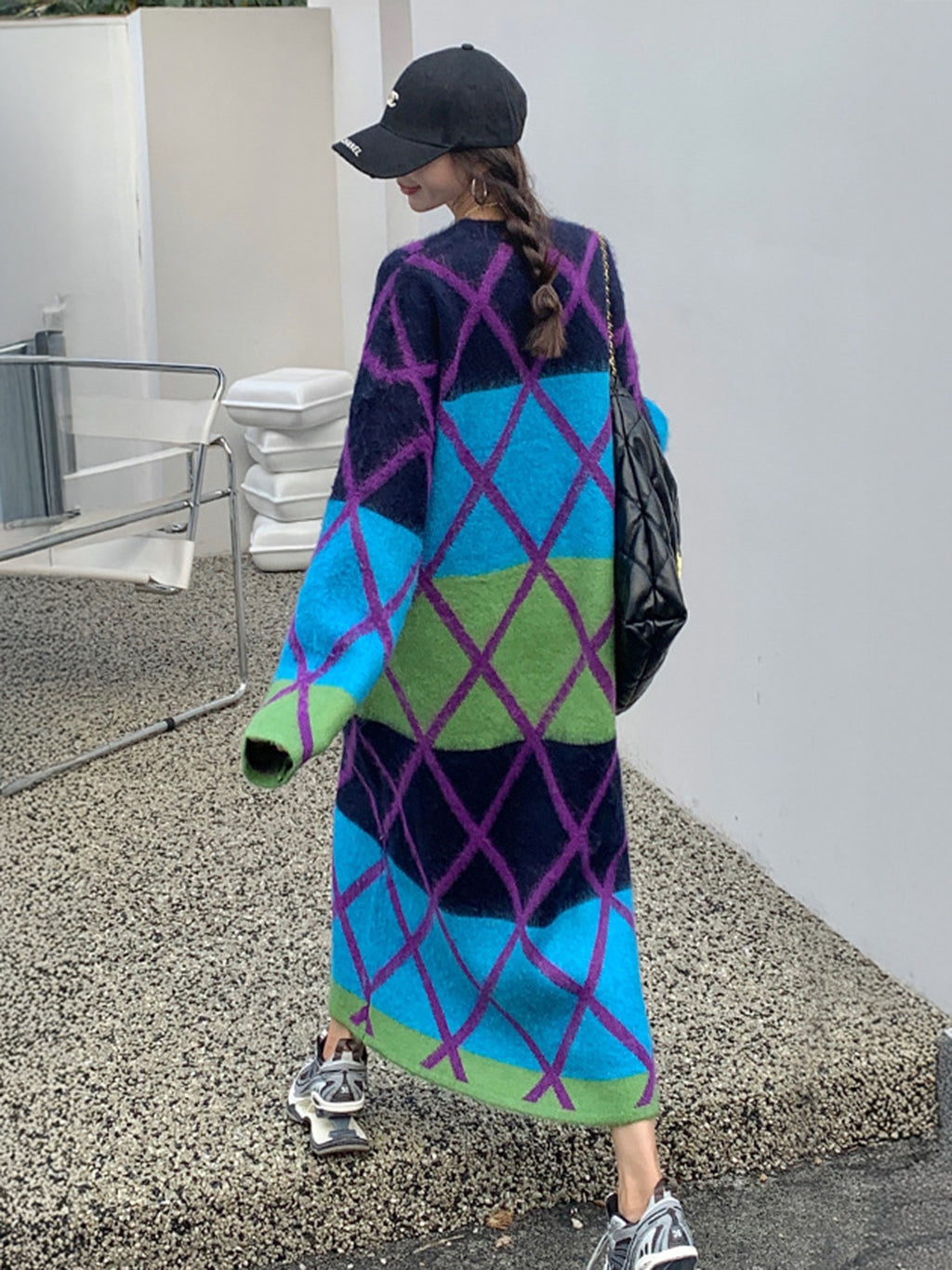 グラデーションアーガイルニットドレス