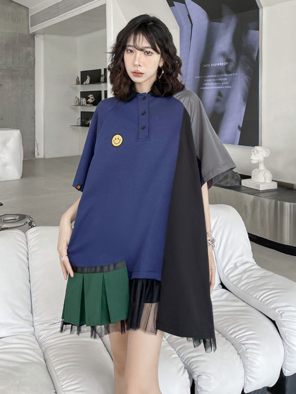 Smiley Patch Mix Polo Dress