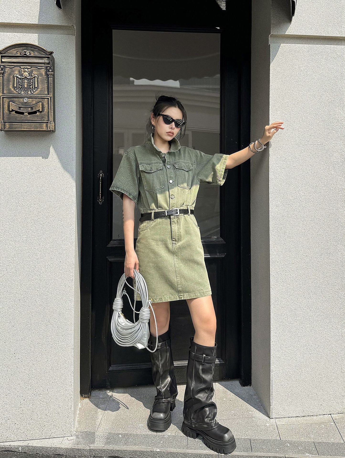 washed denim shirt dress