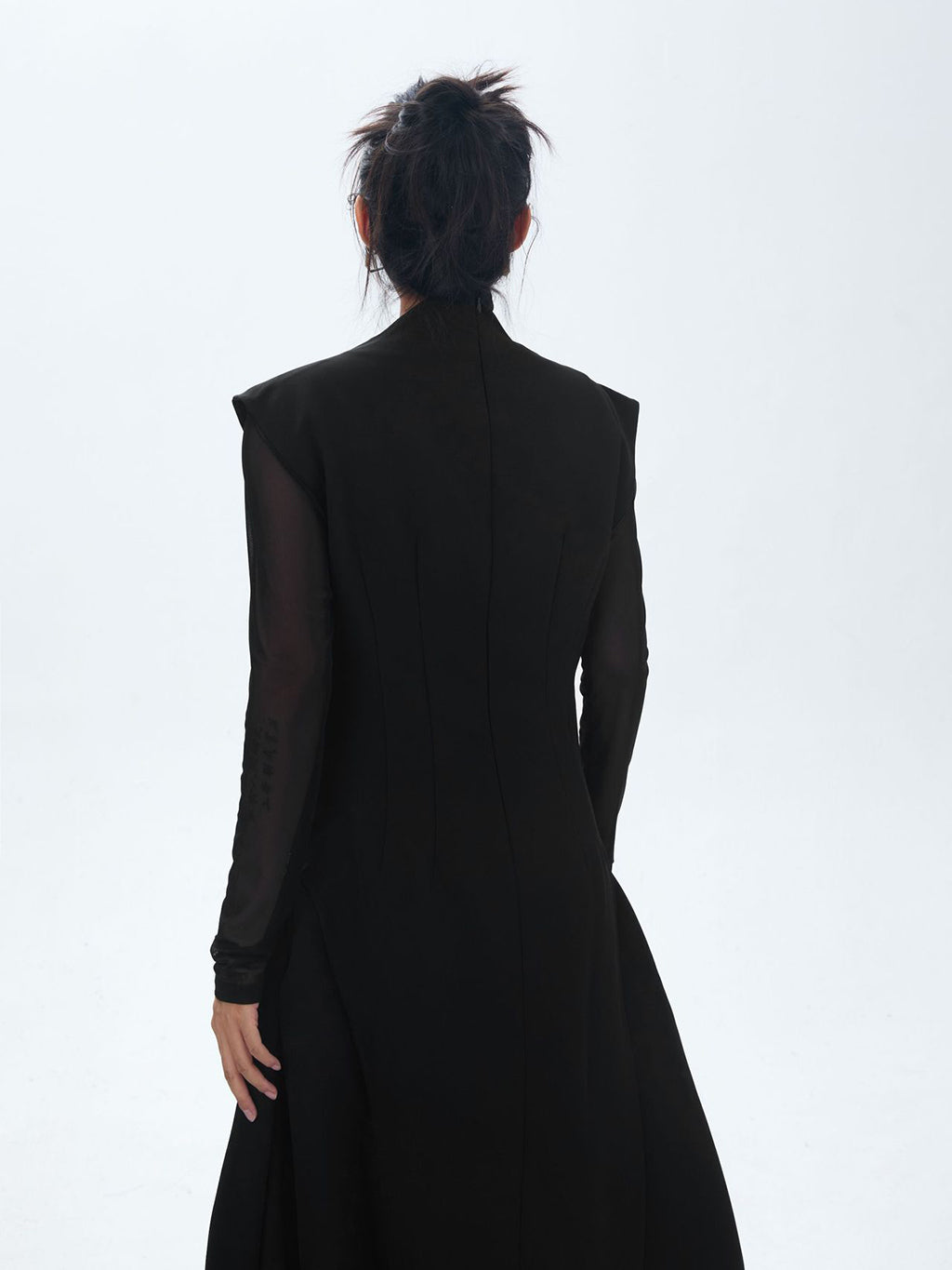 High neck long flared dress