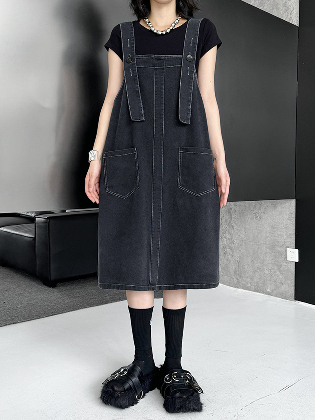 buckle suspender dress