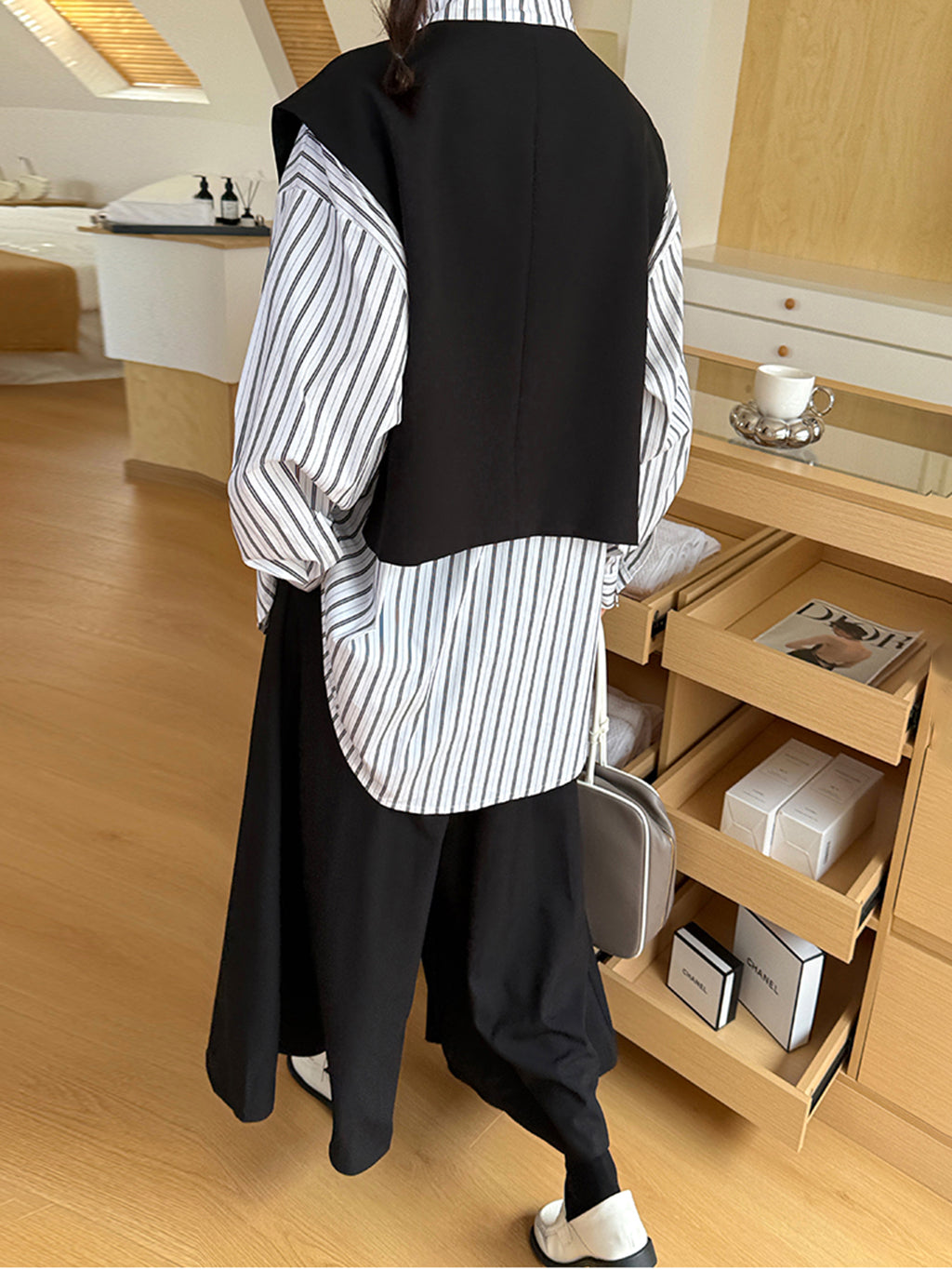 フェイクレイヤードストライプシャツ
