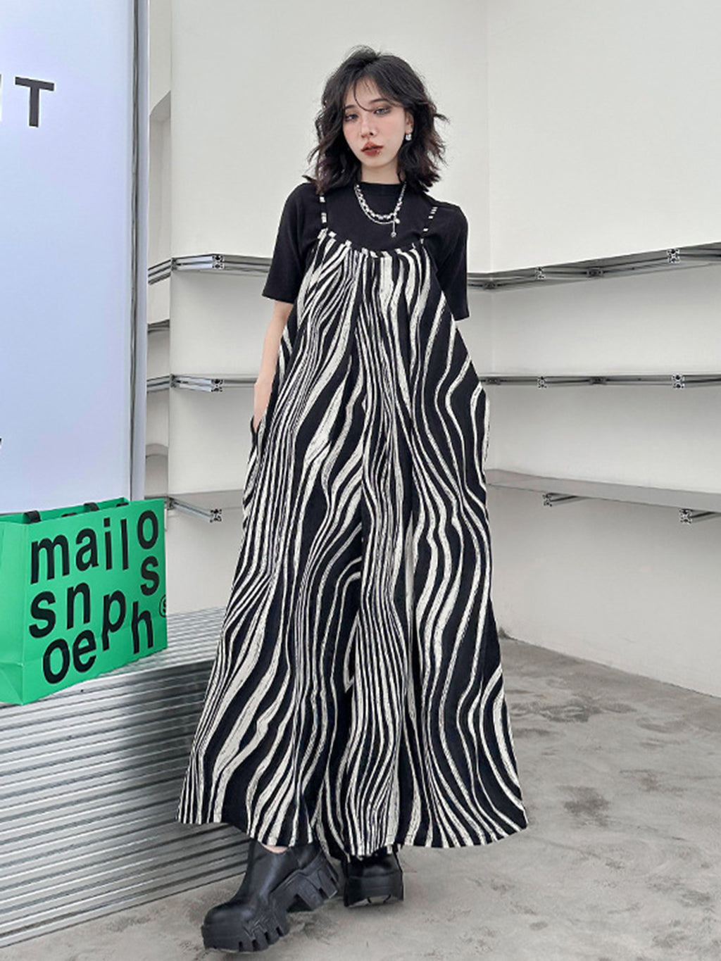 Striped Flow Overalls