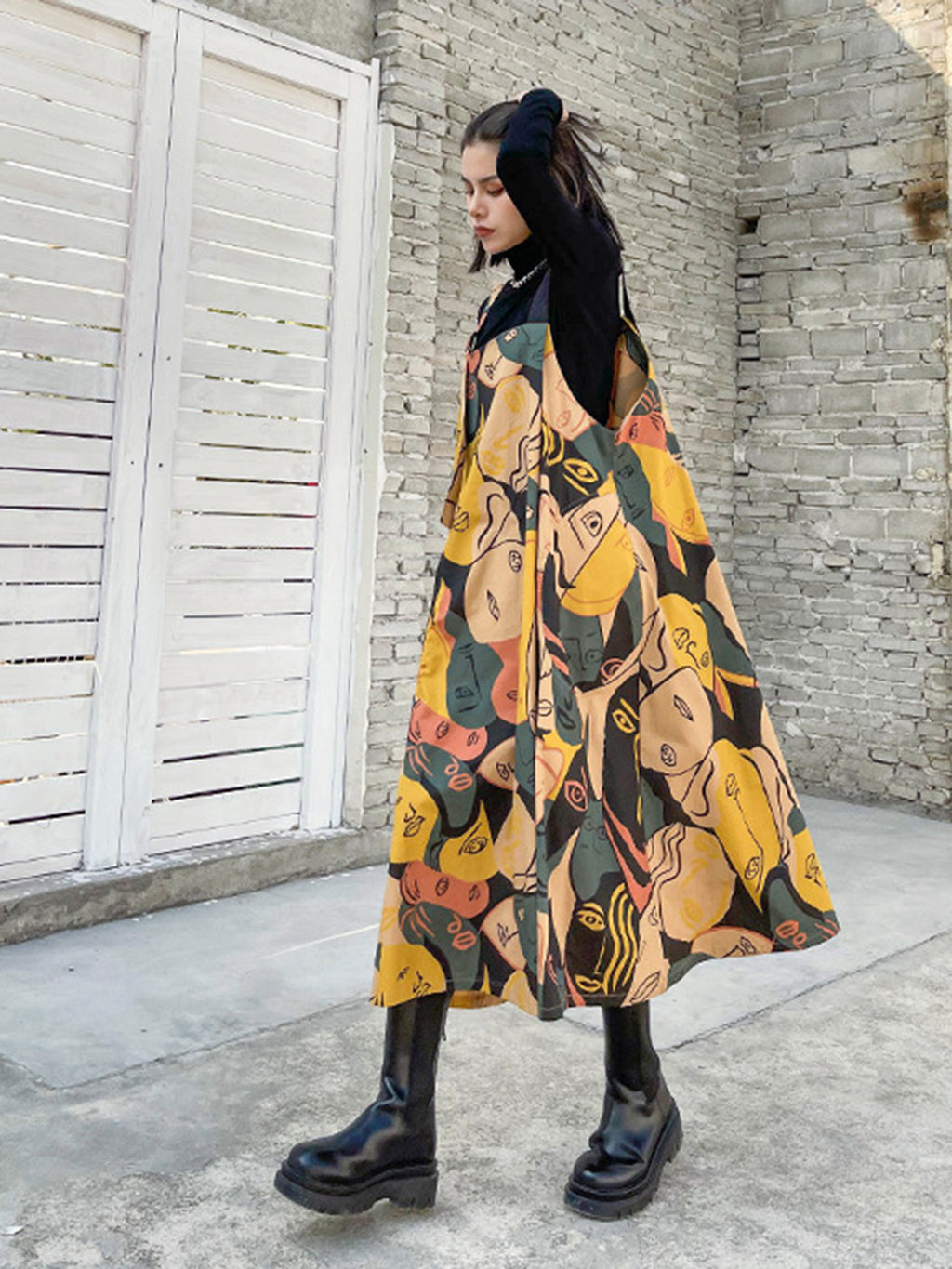 Graphic Art Suspender Dress