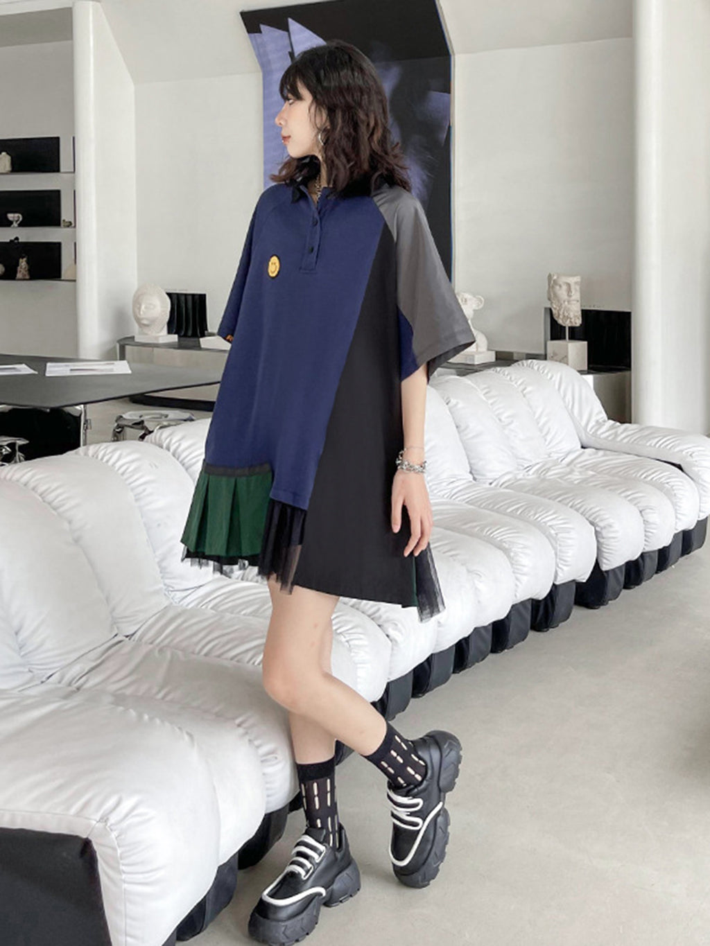 Smiley Patch Mix Polo Dress