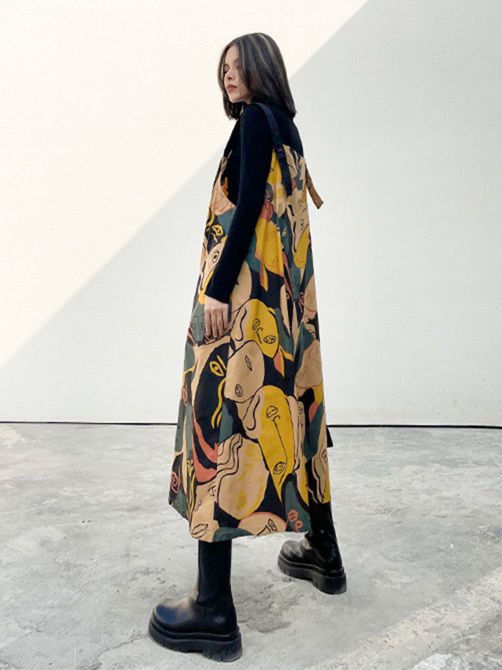 Graphic Art Suspender Dress