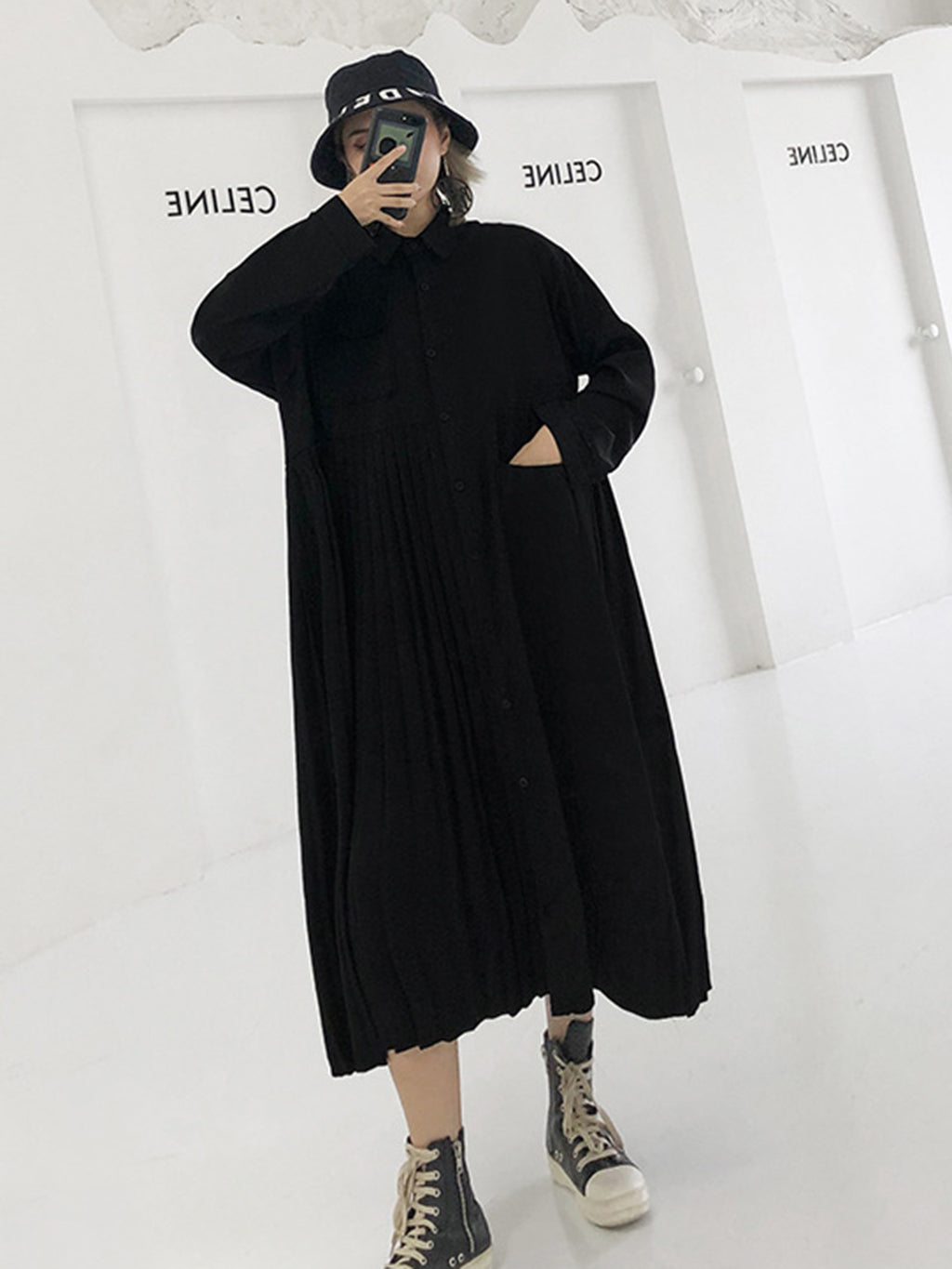 floating sleeve shirt dress