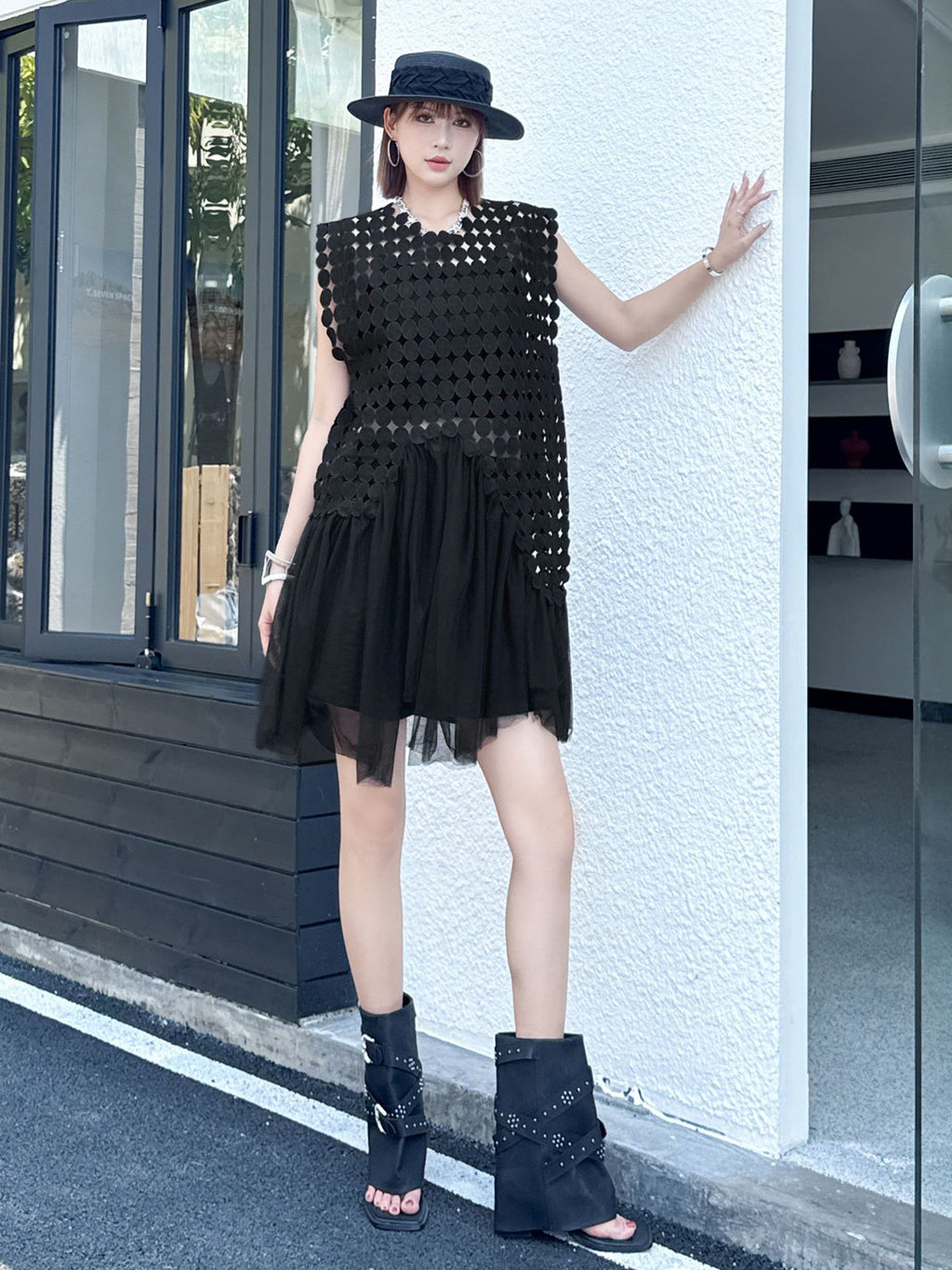 Hole Layered Tulle Dress