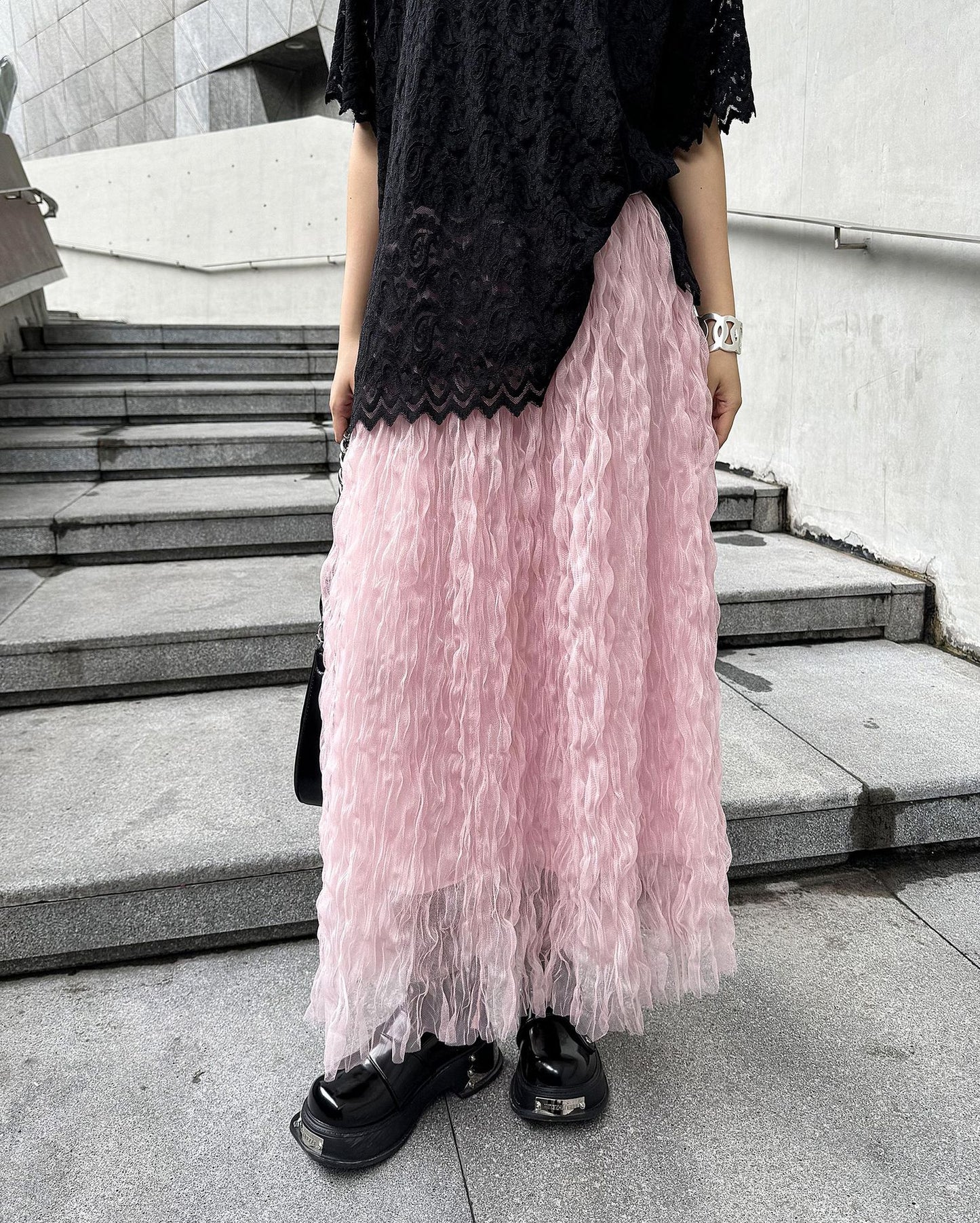 Scarf tie blouse and denim pants series