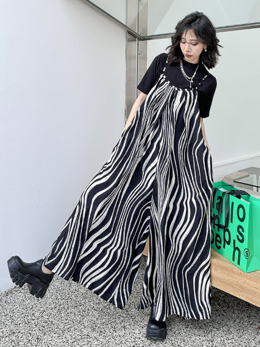 Striped Flow Overalls