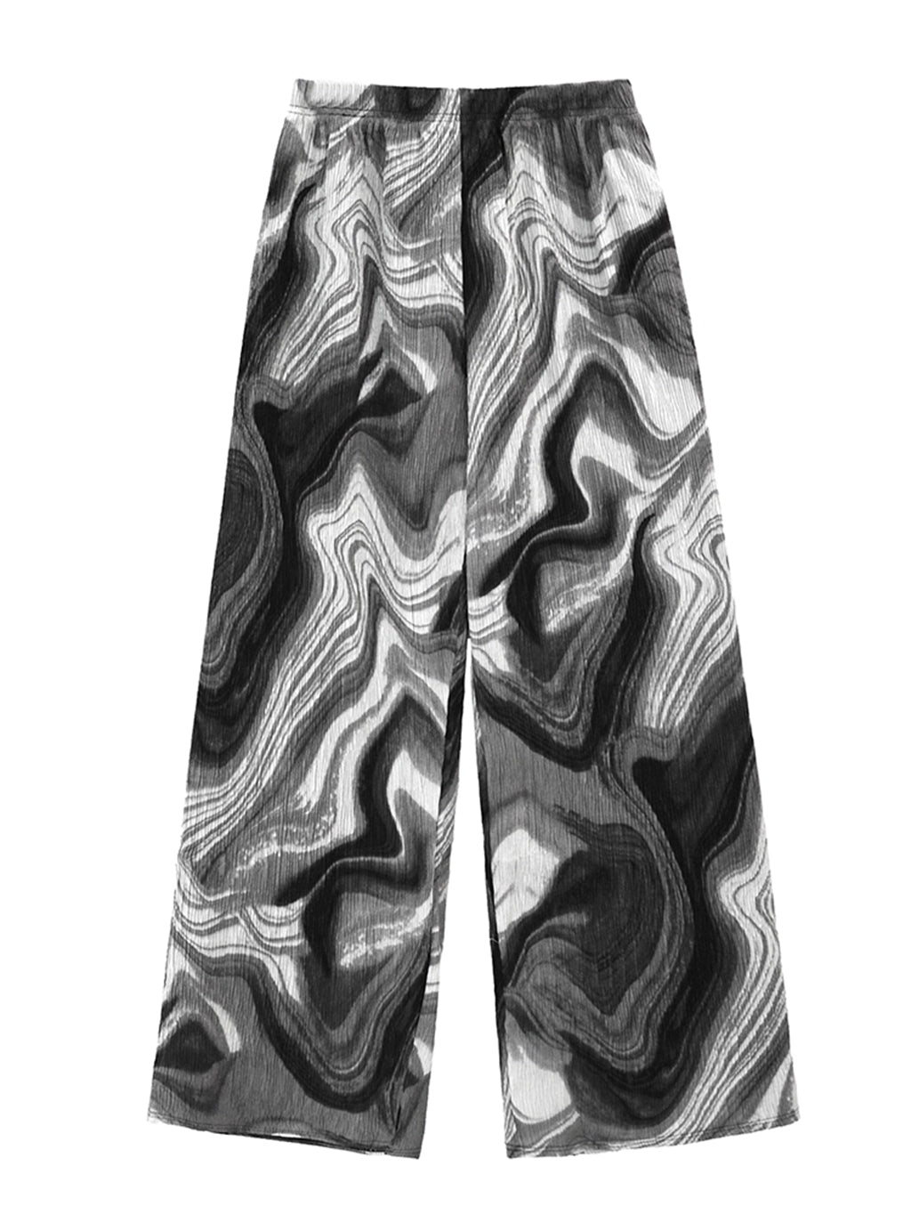 Marble pleated semi-wide pants