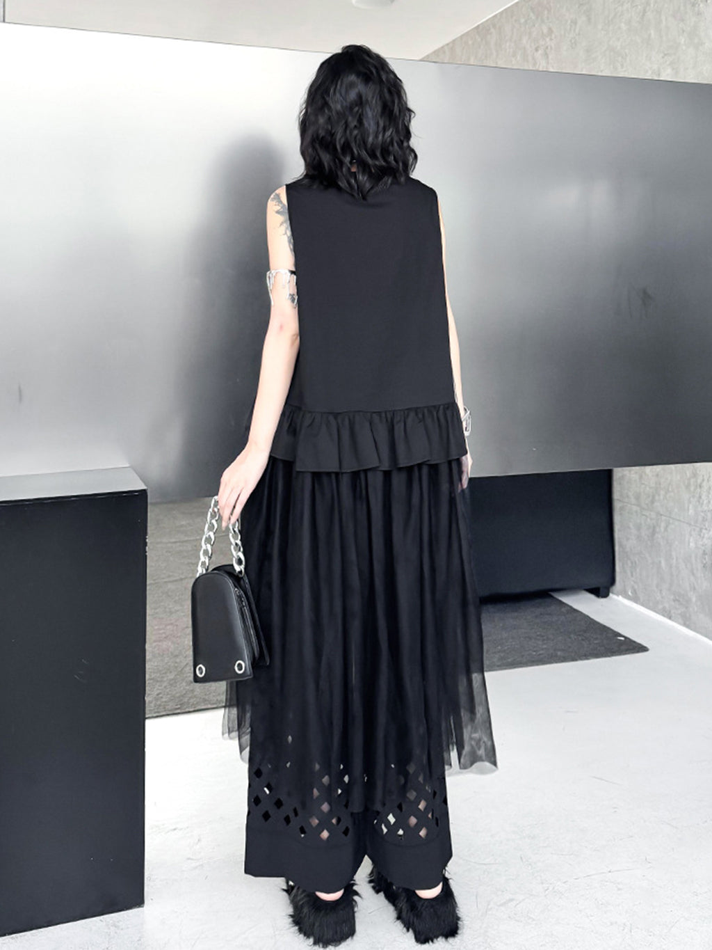 Tulle layered ruffle top