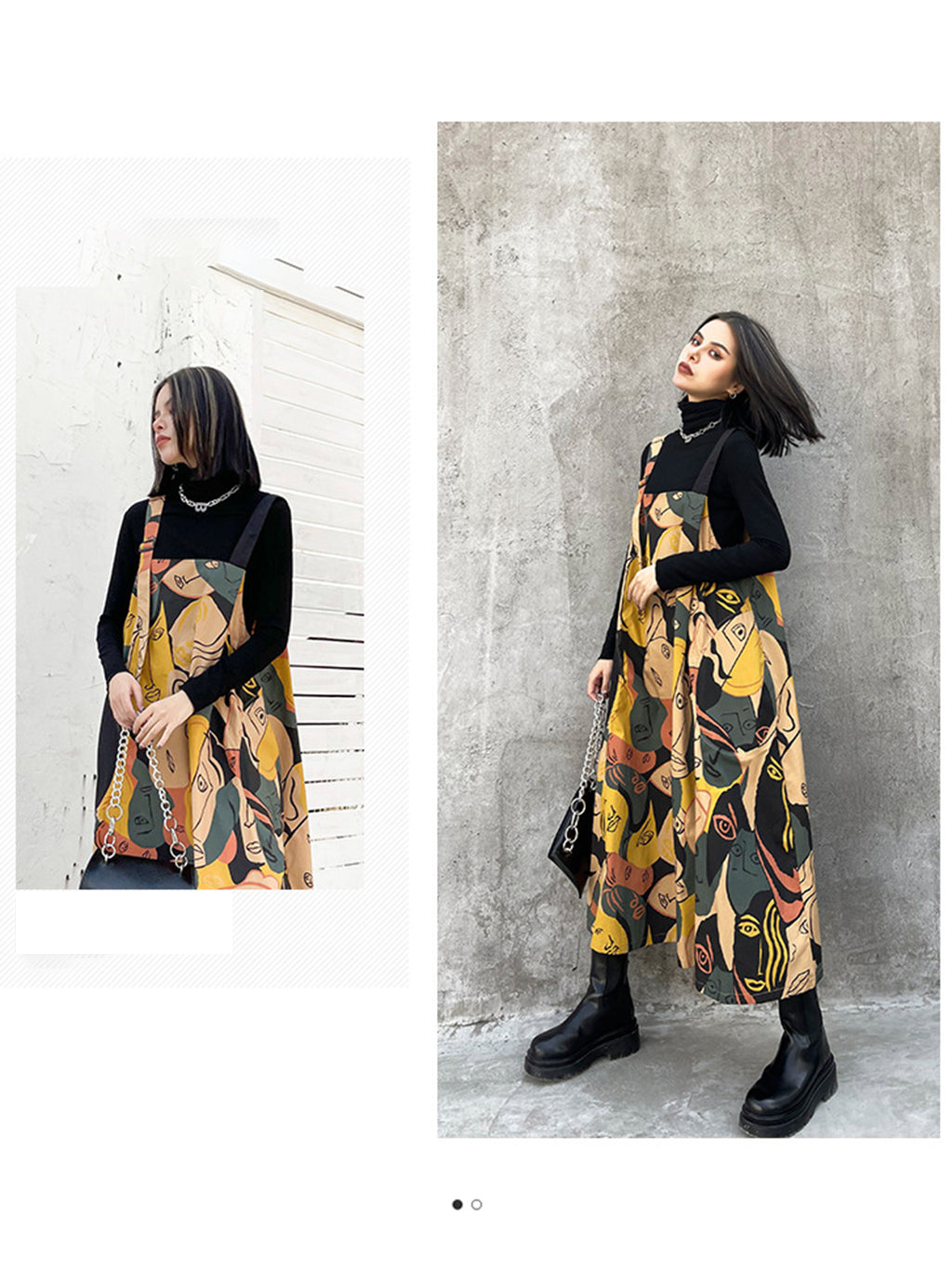 Graphic Art Suspender Dress