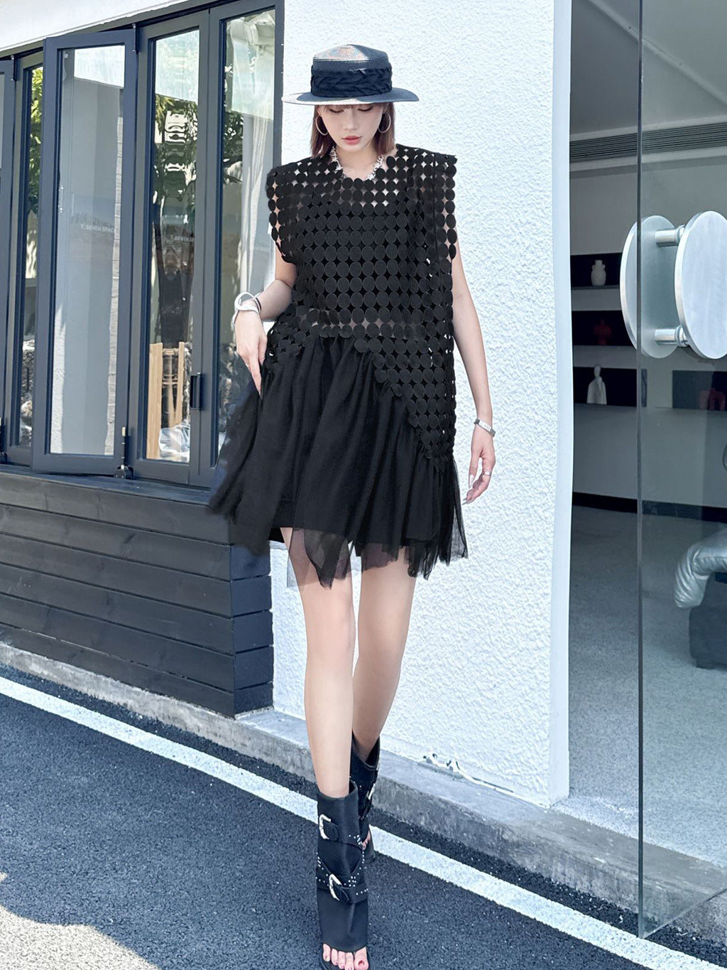 Hole Layered Tulle Dress