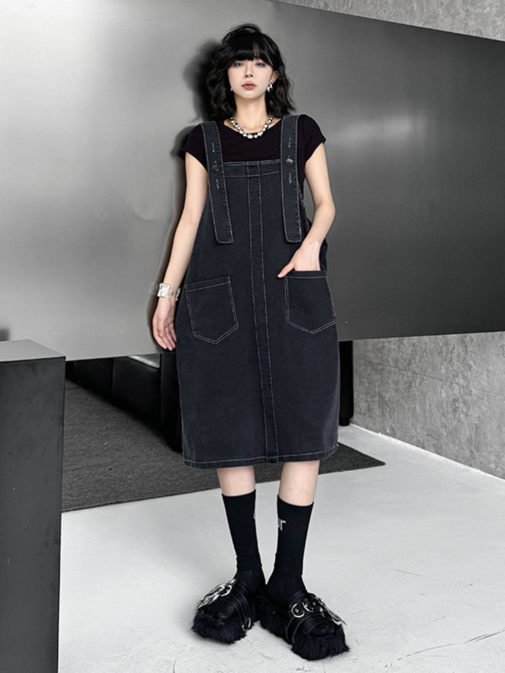 buckle suspender dress