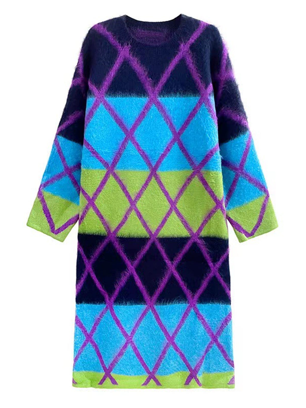 グラデーションアーガイルニットドレス