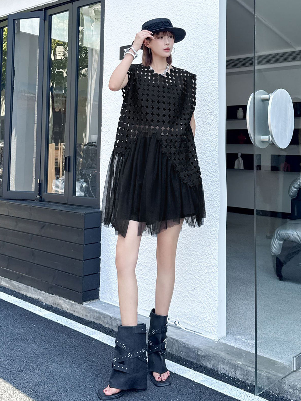 Hole Layered Tulle Dress