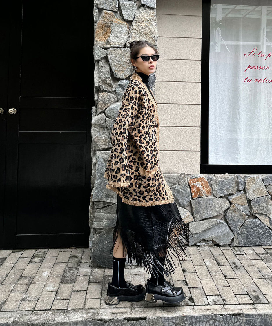 Leopard knit cardigan