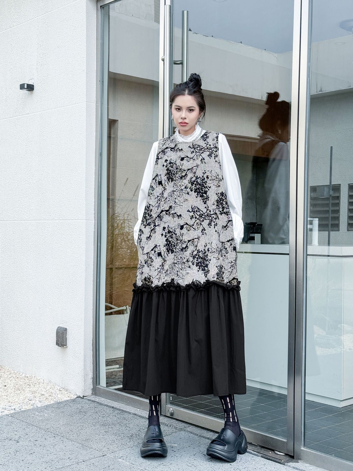 Jacquard splicing dress