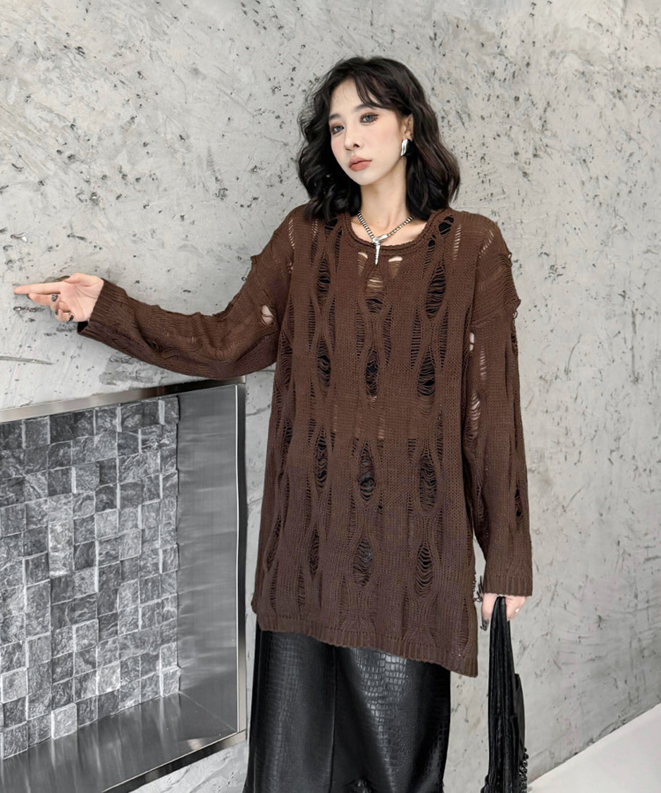 Ripped pullover knit