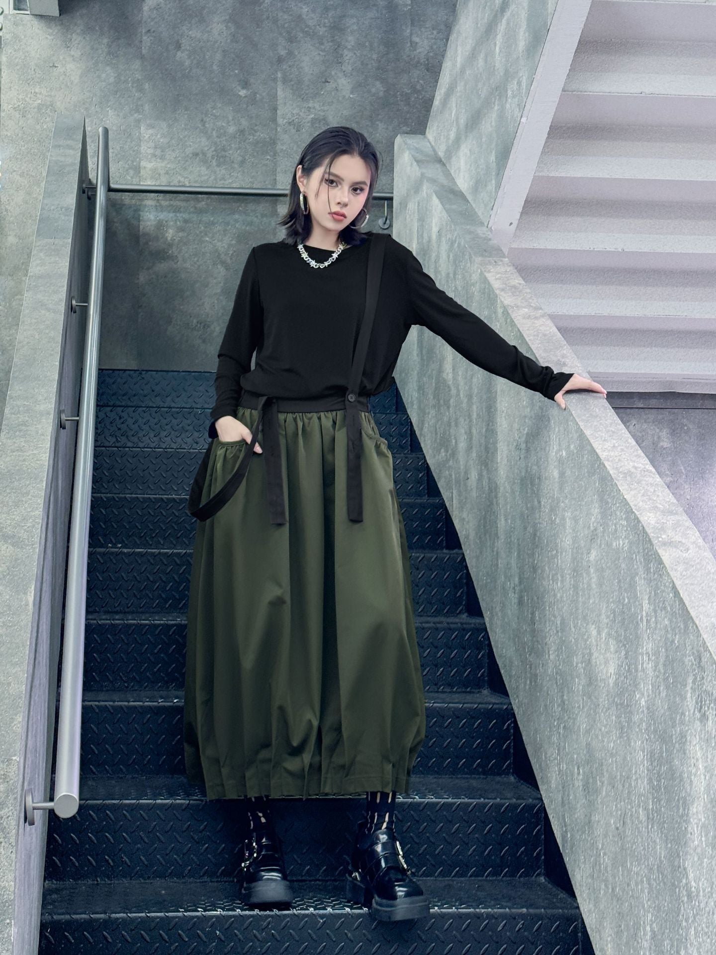 Hem Tuck Suspender Skirt
