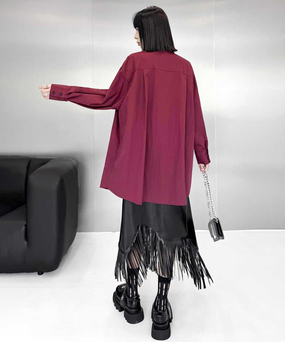 Zigzag cut loose blouse