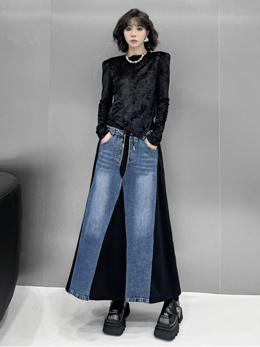 Contrast Patchwork Skirt