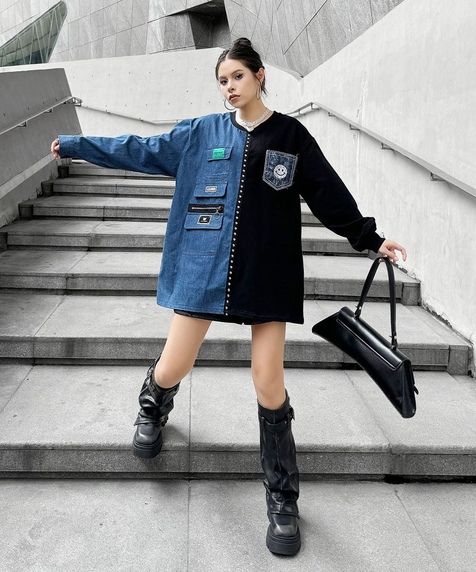 Denim contrast sweatshirt