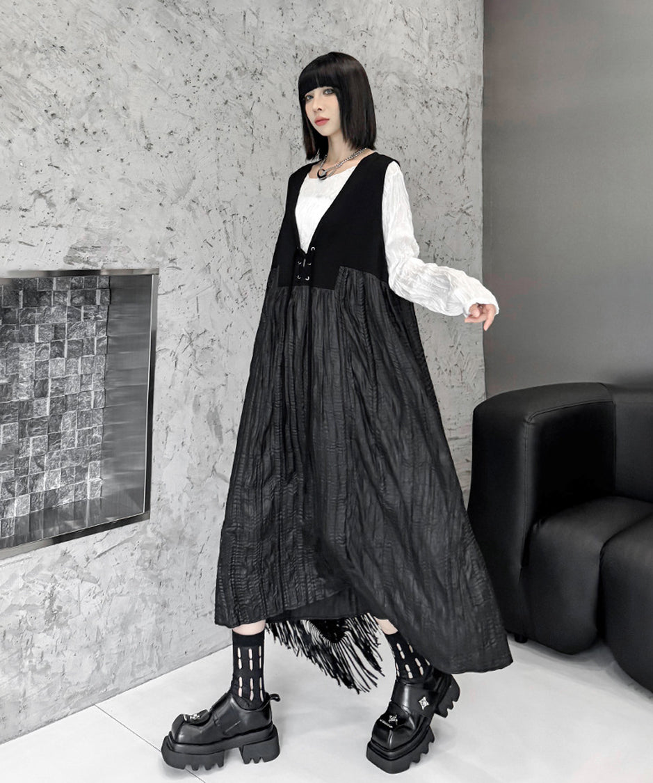 Lace-up wrinkle dress