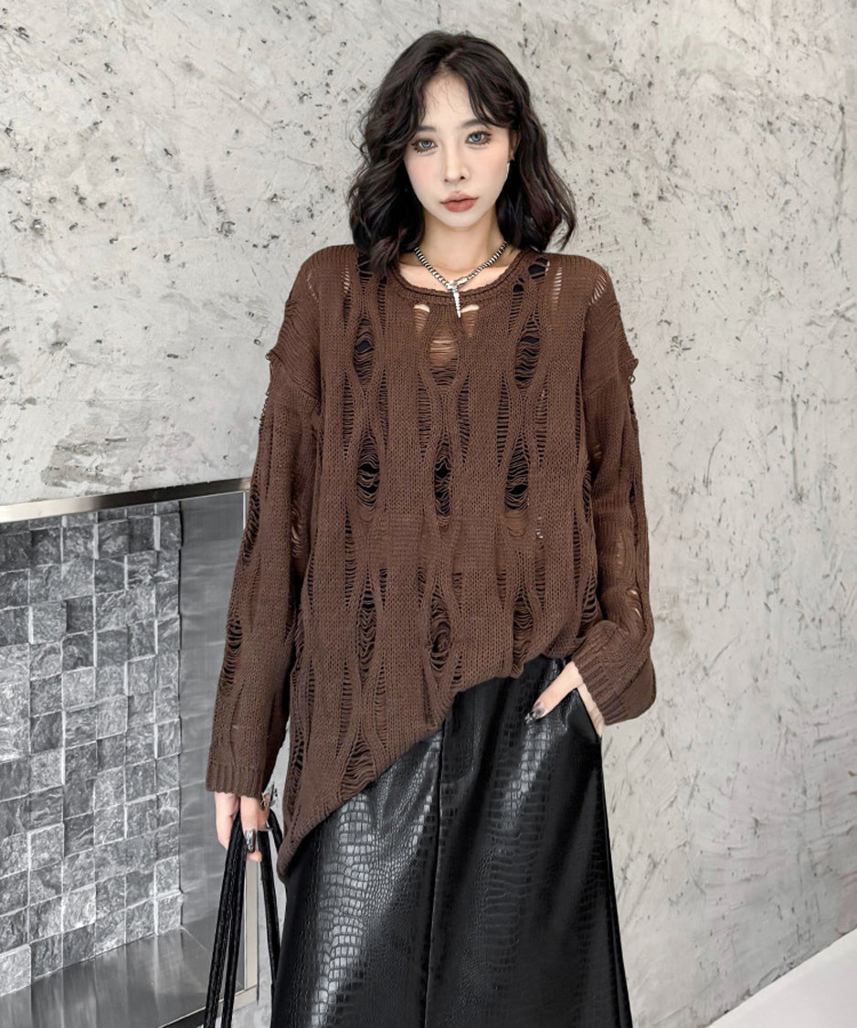 Ripped pullover knit