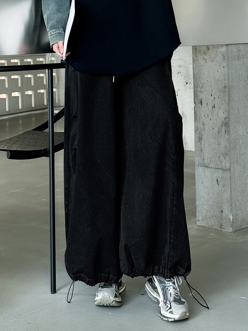 Patchwork Pocket Wide Pants