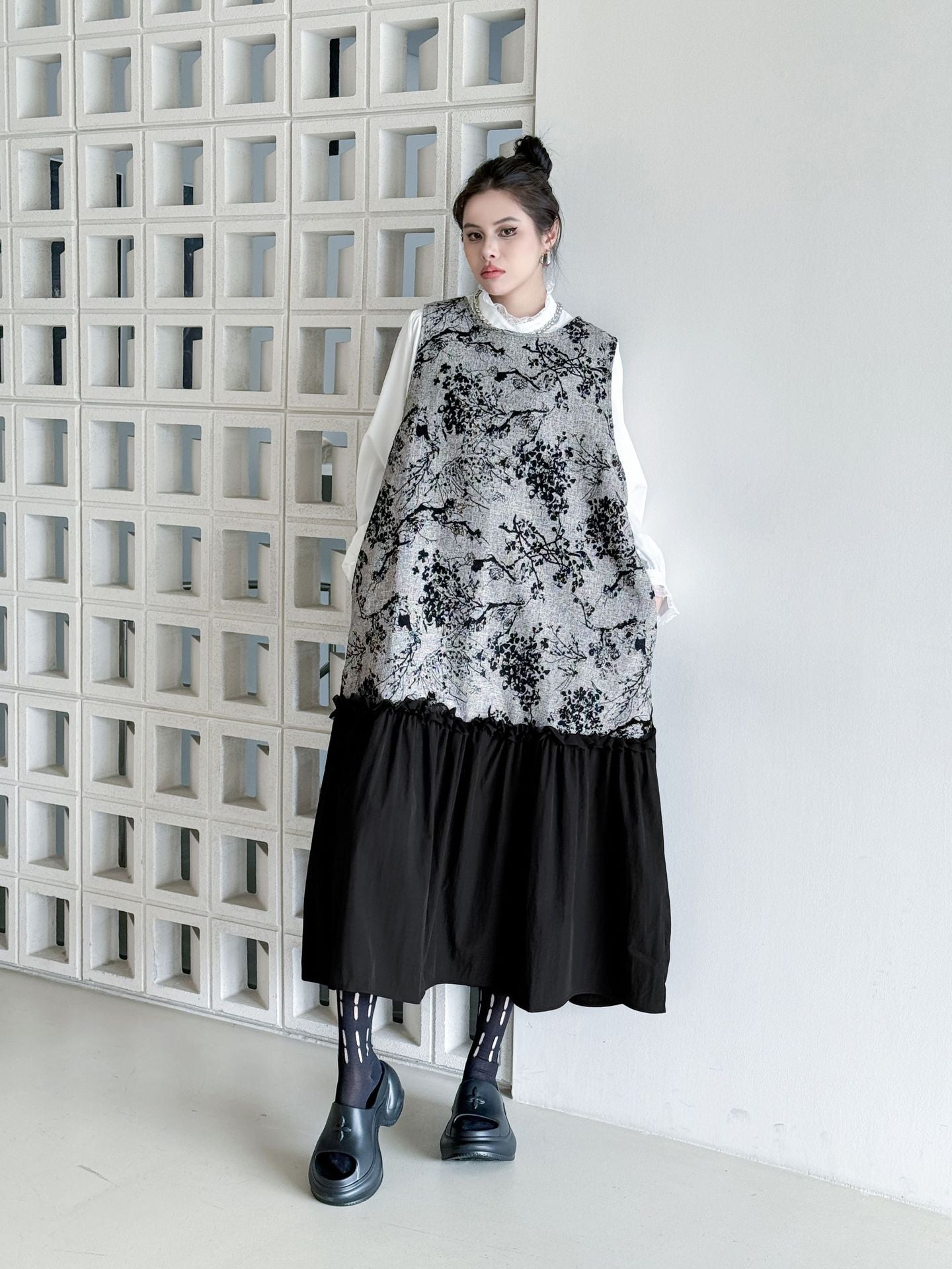 Jacquard splicing dress