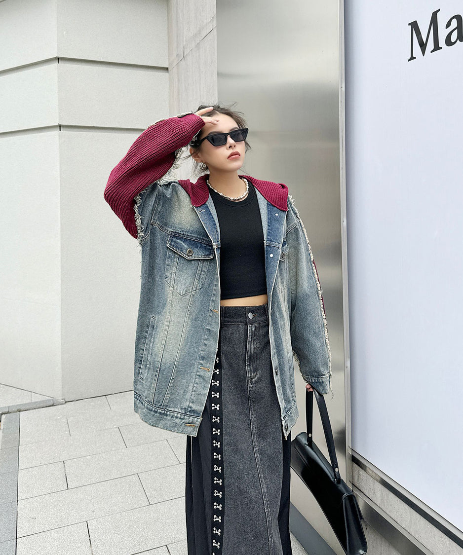Denim Switch Hoodie Jacket