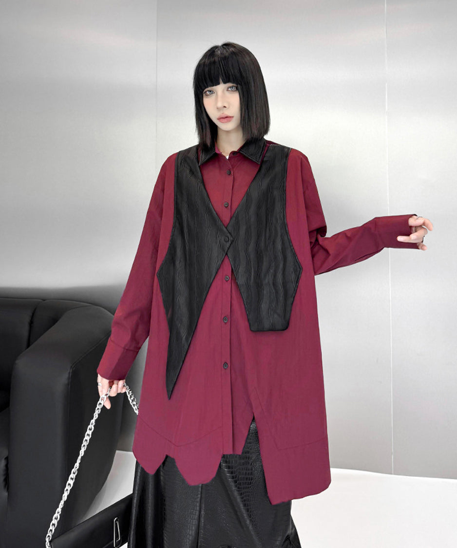Zigzag cut loose blouse
