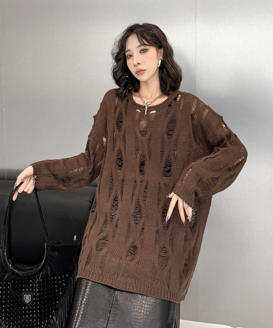 Ripped pullover knit