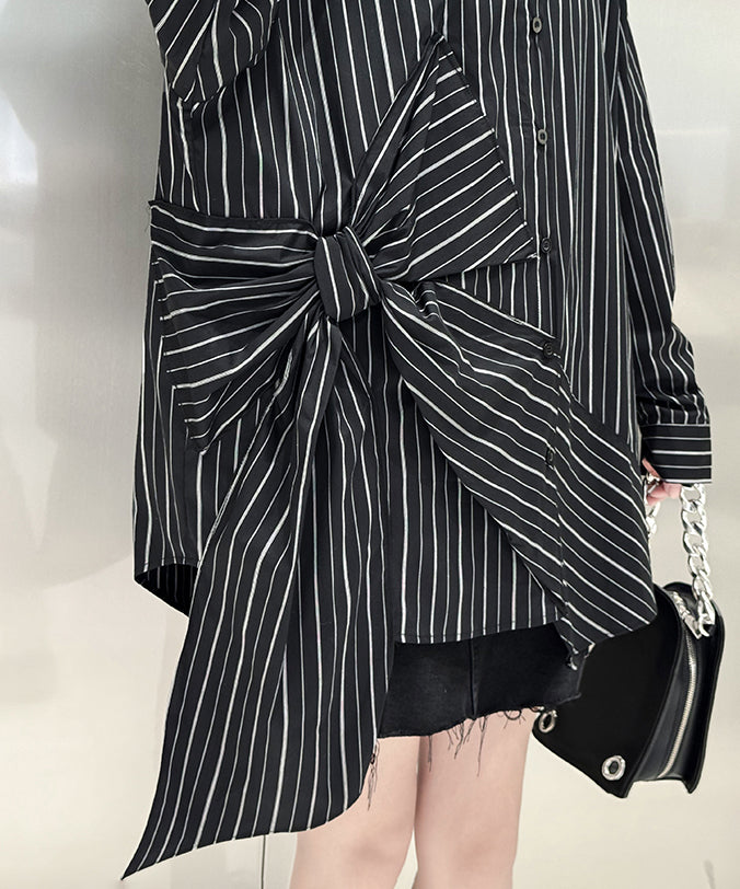 Big ribbon striped blouse