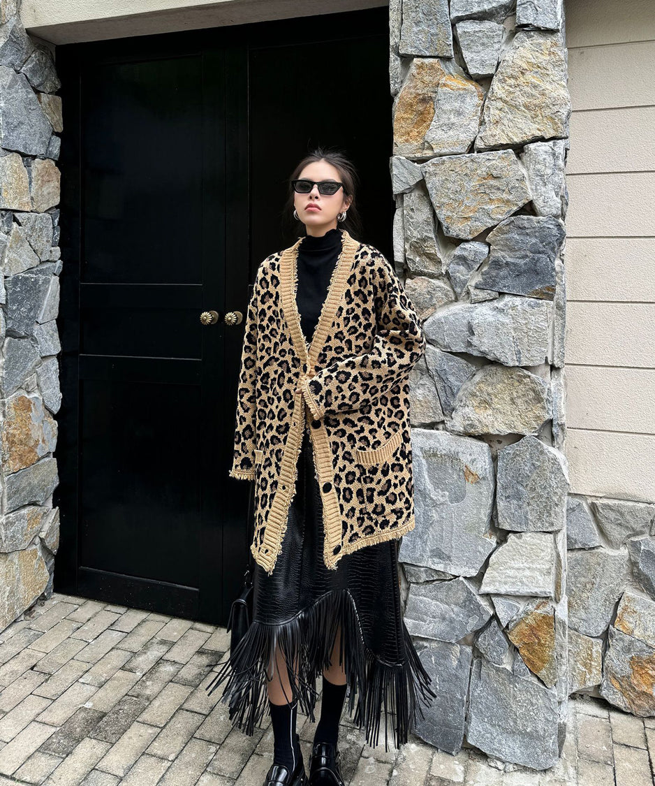 Leopard knit cardigan