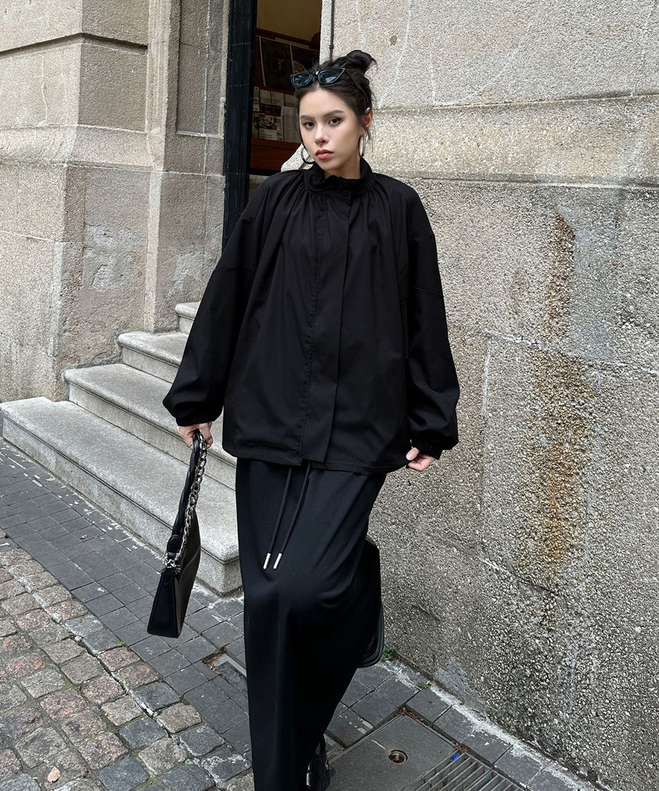 Bat Sleeve Zipper Blouson