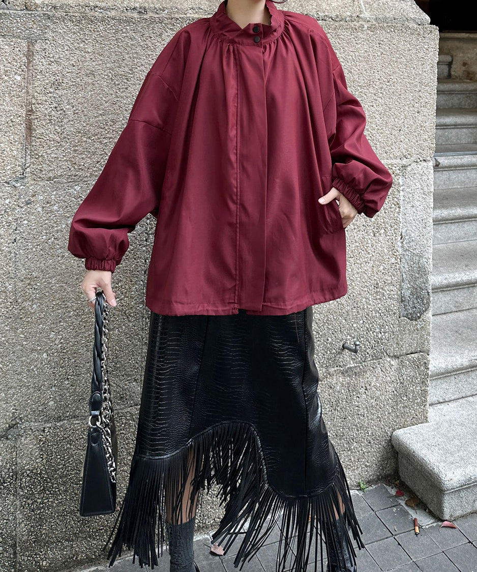 Bat Sleeve Zipper Blouson