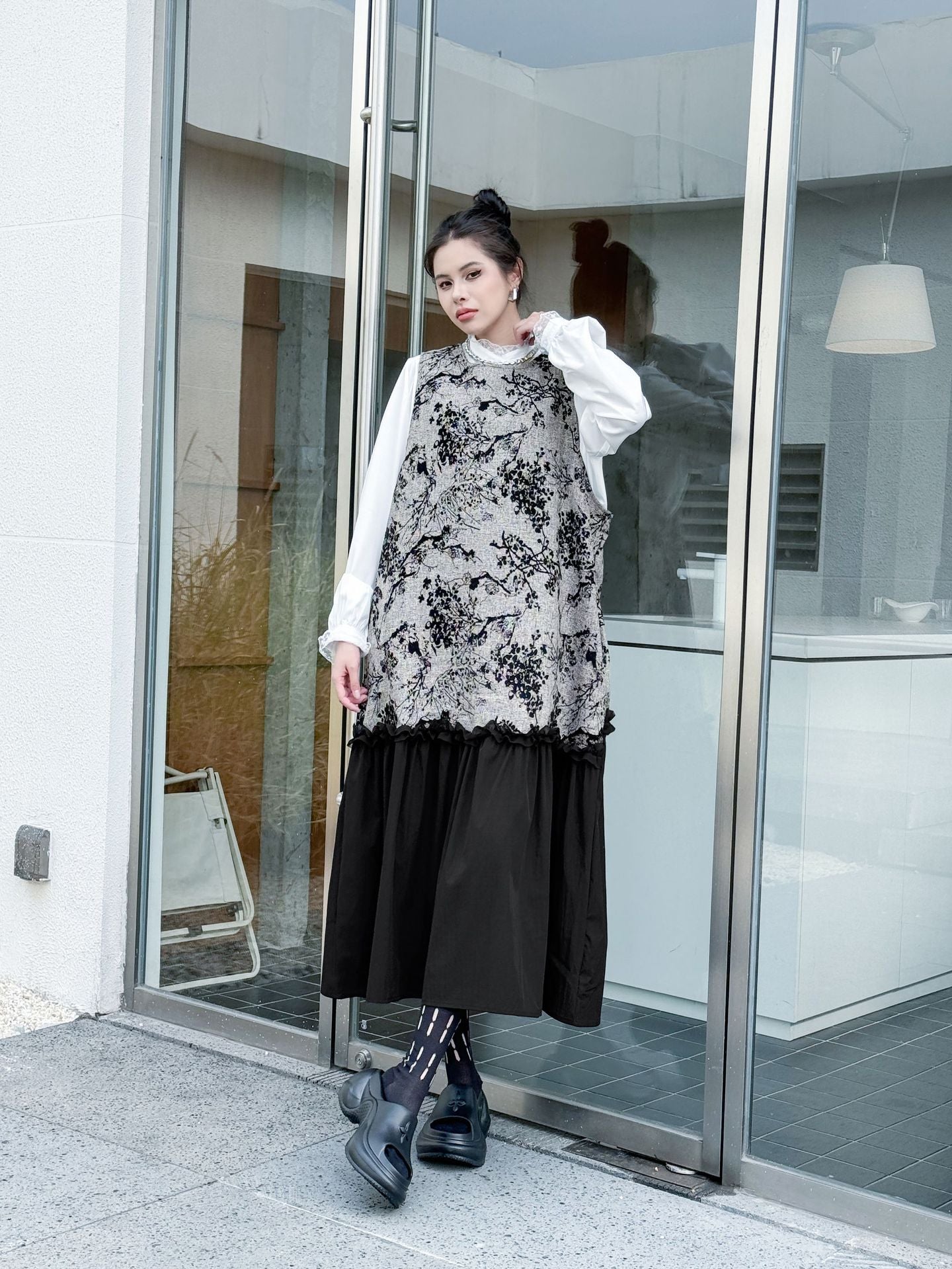 Jacquard splicing dress