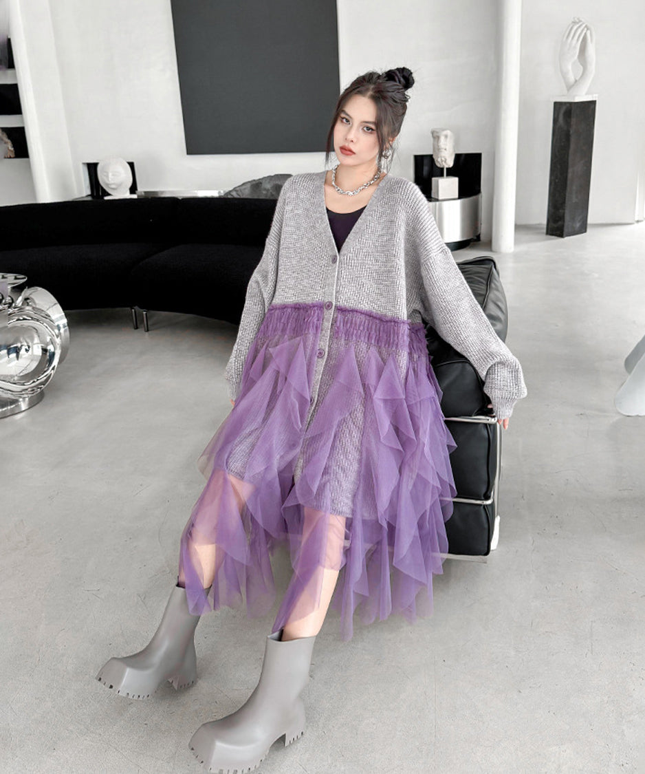 tiered mesh cardigan
