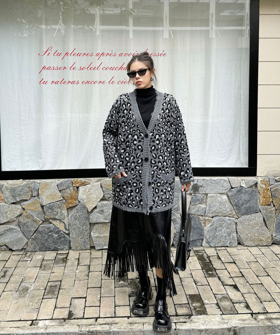 Leopard knit cardigan