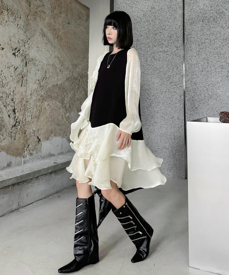 See-through ruffle dress