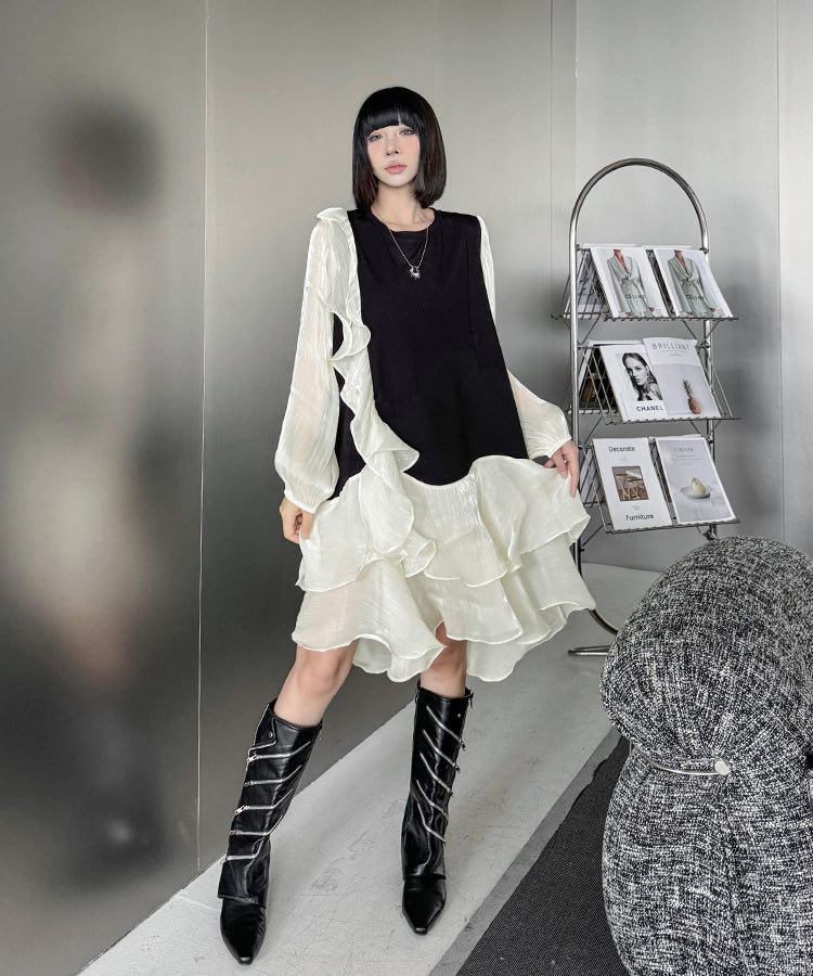 See-through ruffle dress