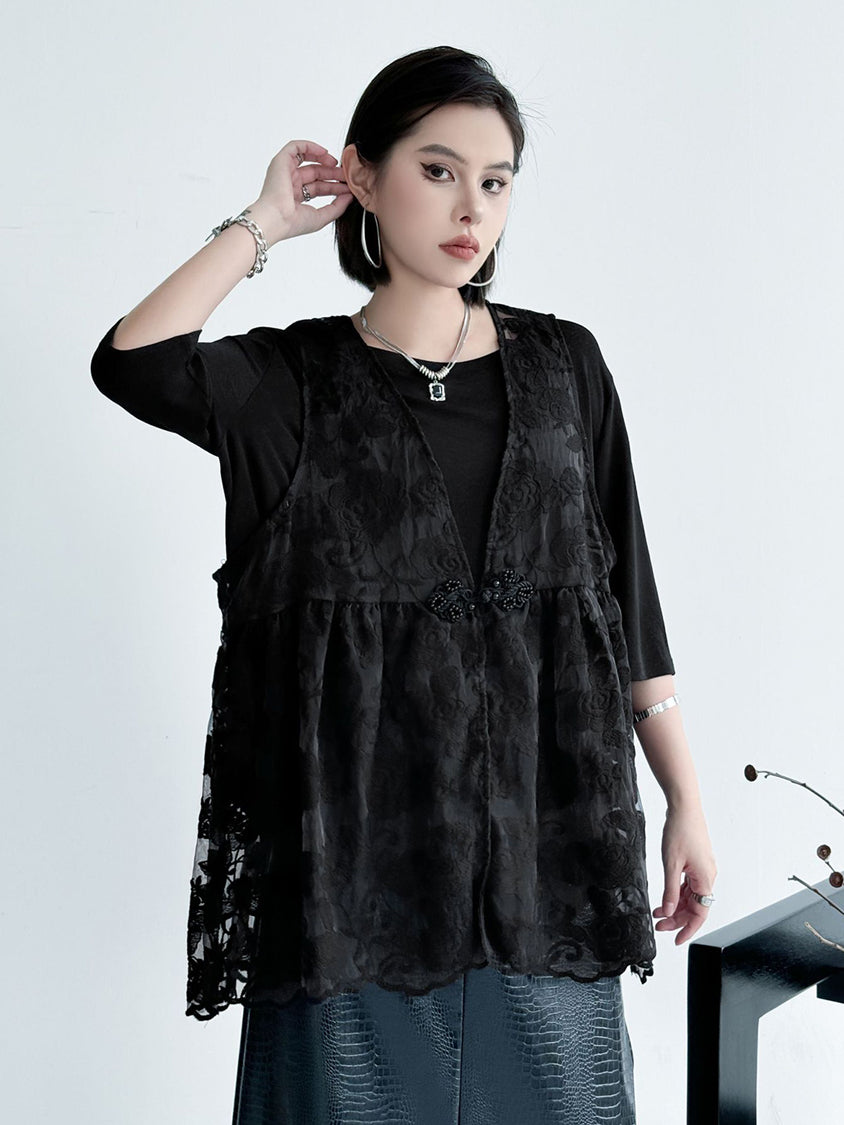 Lace flare vest